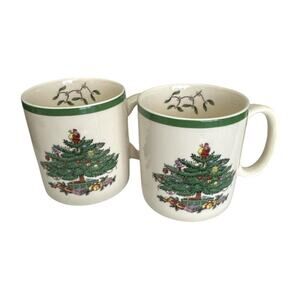 Set of 2 Spode Christmas Tree Mugs Microwave Safe